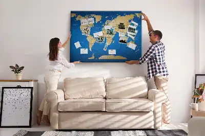 Tableau en liège décoratif carte du monde