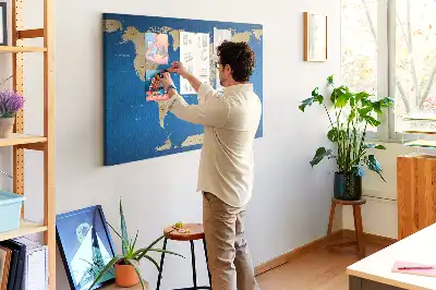 Tableau en liège décoratif carte du monde