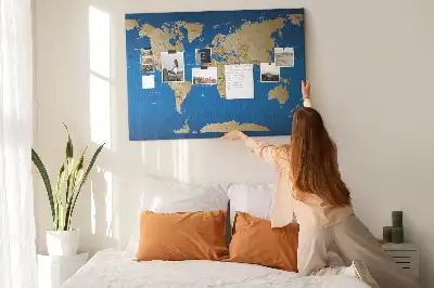 Tableau en liège décoratif carte du monde