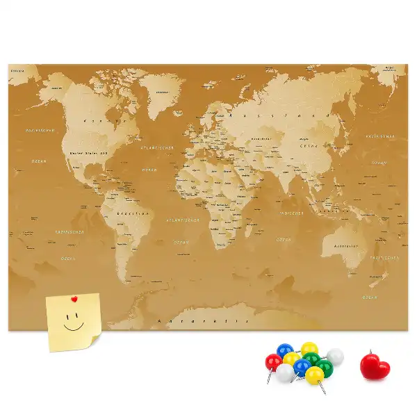 Tableau de liège carte du monde Planète Terre