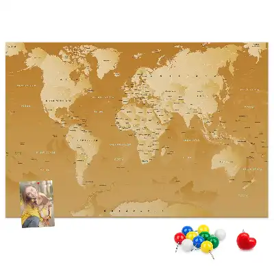 Tableau de liège carte du monde Planète Terre