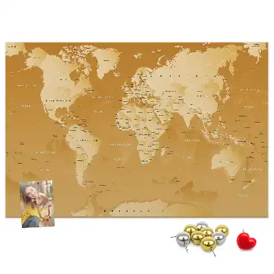 Tableau de liège carte du monde Planète Terre