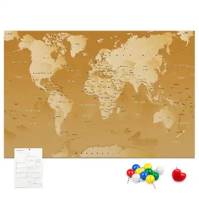Tableau de liège carte du monde Planète Terre