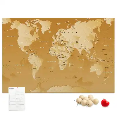 Tableau de liège carte du monde Planète Terre