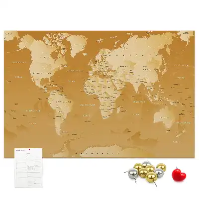 Tableau de liège carte du monde Planète Terre