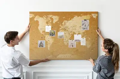 Tableau de liège carte du monde Planète Terre