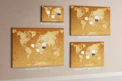 Tableau de liège carte du monde Planète Terre