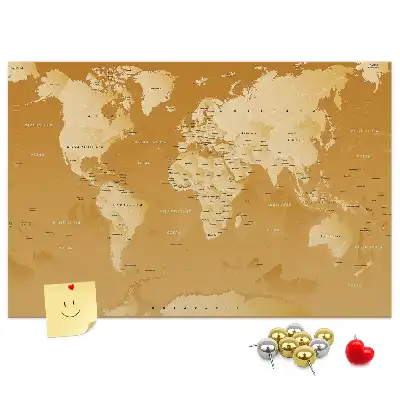 Tableau de liège carte du monde Planète Terre