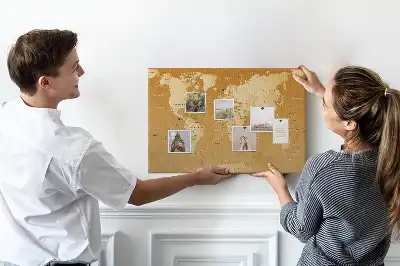 Tableau de liège carte du monde Planète Terre
