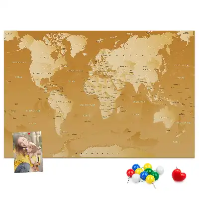 Tableau de liège carte du monde Planète Terre