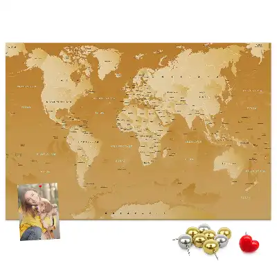 Tableau de liège carte du monde Planète Terre