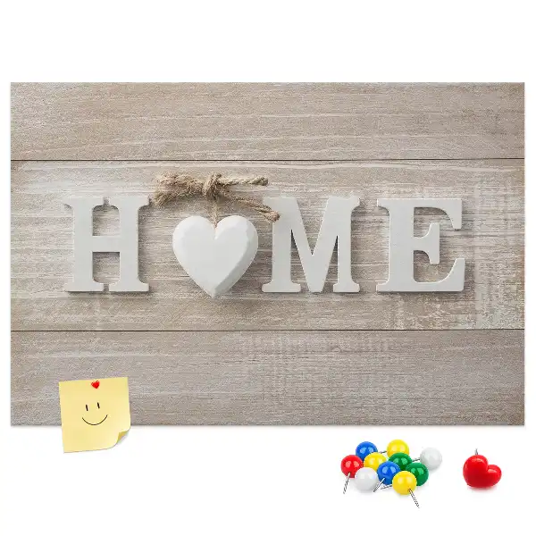 Tableau d’affichage en liège Inscription "home" pour le mur