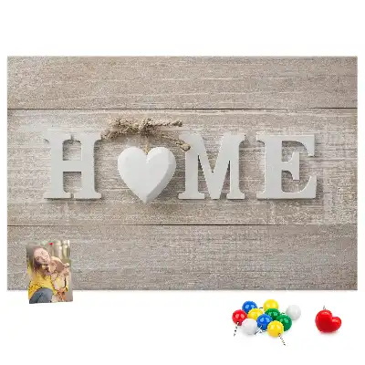 Tableau d’affichage en liège Inscription "home" pour le mur
