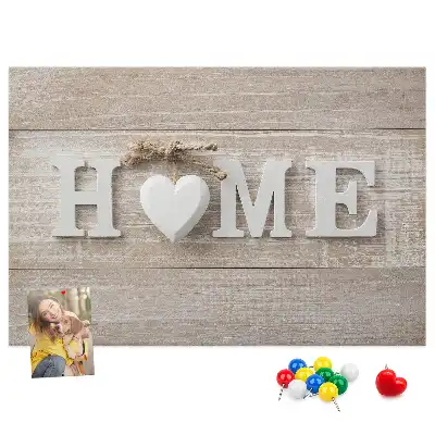 Tableau d’affichage en liège Inscription "home" pour le mur