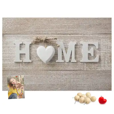 Tableau d’affichage en liège Inscription "home" pour le mur