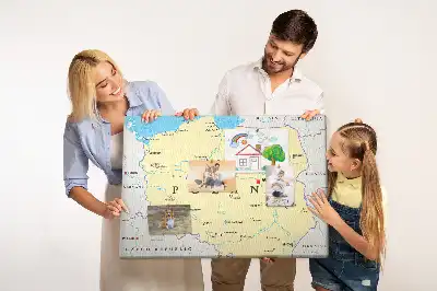 Tableau d'affichage en liège avec carte politique de la Pologne