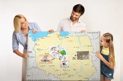 Tableau d'affichage en liège avec carte politique de la Pologne