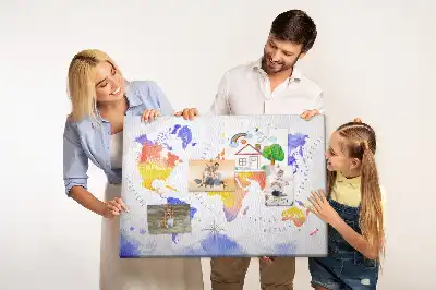 Tableau en liège décoratif carte du monde peinte