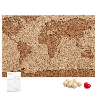 Tableau de liège en forme de carte du monde