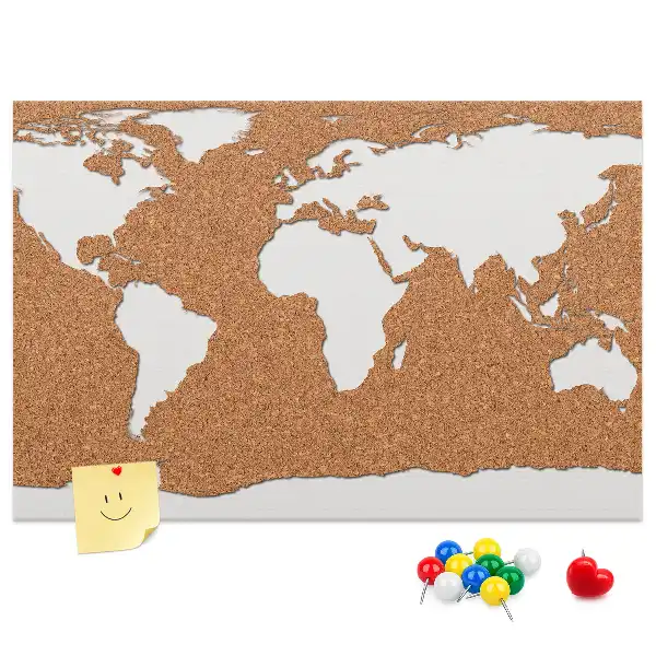 Tableau d’affichage en liège avec motif de carte du monde naturel