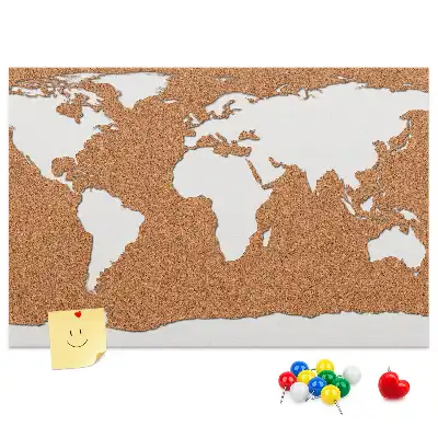 Tableau d’affichage en liège avec motif de carte du monde naturel