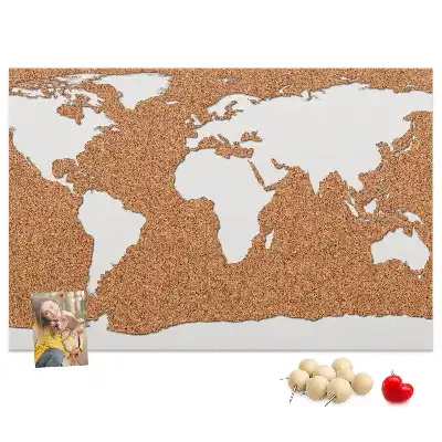 Tableau d’affichage en liège avec motif de carte du monde naturel
