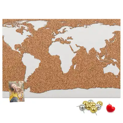 Tableau d’affichage en liège avec motif de carte du monde naturel