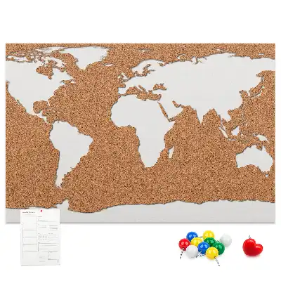 Tableau d’affichage en liège avec motif de carte du monde naturel