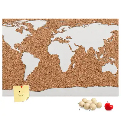 Tableau d’affichage en liège avec motif de carte du monde naturel