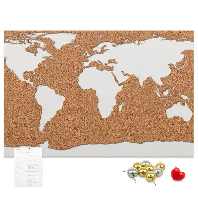 Tableau d’affichage en liège avec motif de carte du monde naturel