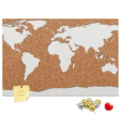 Tableau d’affichage en liège avec motif de carte du monde naturel