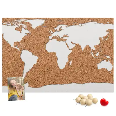 Tableau d’affichage en liège avec motif de carte du monde naturel