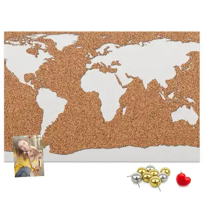 Tableau d’affichage en liège avec motif de carte du monde naturel