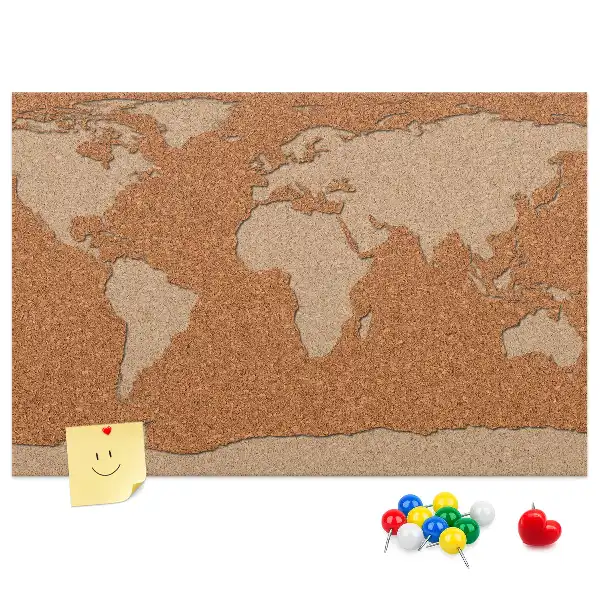 Tableau en liège décoratif carte du monde