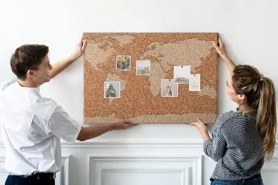 Tableau en liège décoratif carte du monde