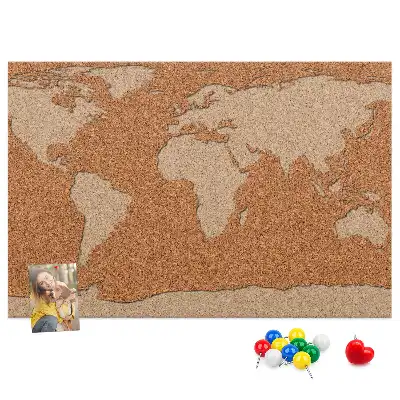 Tableau en liège décoratif carte du monde