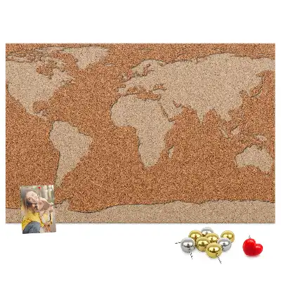 Tableau en liège décoratif carte du monde
