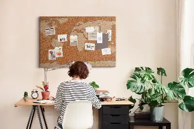 Tableau en liège décoratif carte du monde