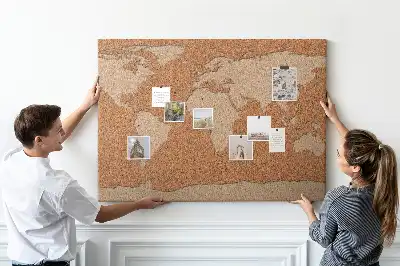 Tableau en liège décoratif carte du monde