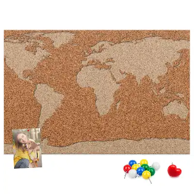 Tableau en liège décoratif carte du monde