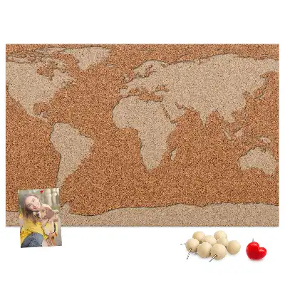 Tableau en liège décoratif carte du monde