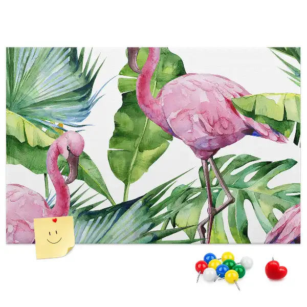 Tableau de liège motif flamants roses