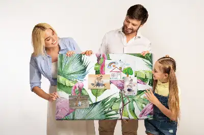 Tableau de liège motif flamants roses