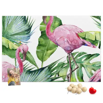 Tableau de liège motif flamants roses