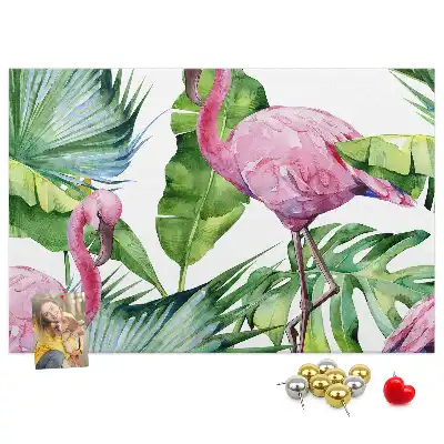 Tableau de liège motif flamants roses