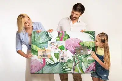 Tableau de liège motif flamants roses