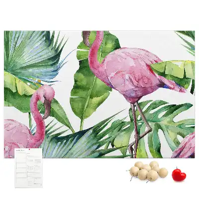 Tableau de liège motif flamants roses