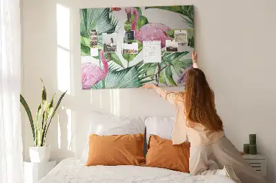 Tableau de liège motif flamants roses