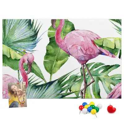 Tableau de liège motif flamants roses