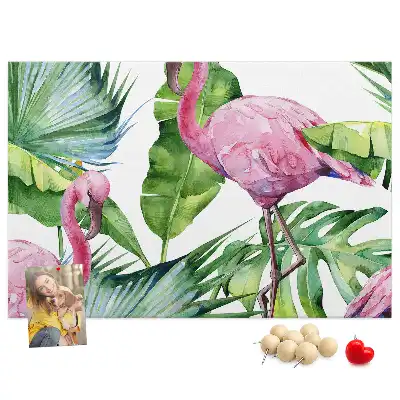 Tableau de liège motif flamants roses